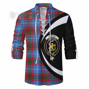 Newton Tartan Ghillie Kilt Shirt with Family Crest Circle Style