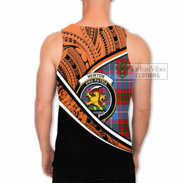 Newton Crest Tartan Men's Tank Top with Polynesian Vibes Style - Orange Version