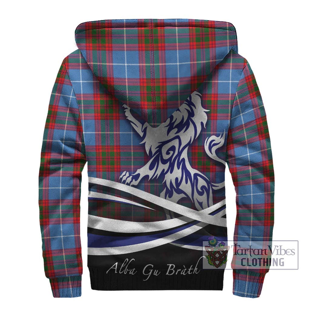 Newton Tartan Sherpa Hoodie with Alba Gu Brath Regal Lion Emblem - Tartanvibesclothing Shop