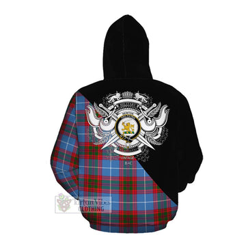 Newton Tartan Cotton Hoodie with Family Crest and Military Logo Style