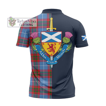 Newton Tartan Zipper Polo Shirt Alba with Scottish Lion Royal Arm Half Style