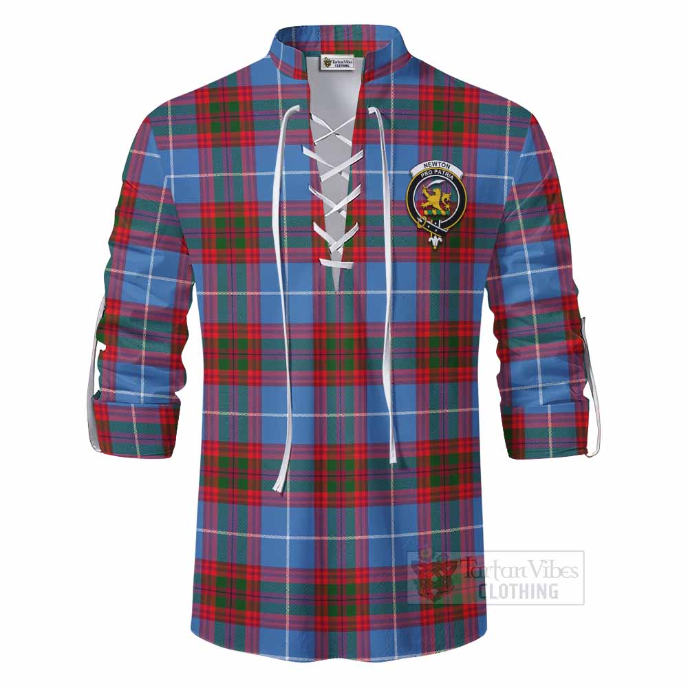 Tartan Vibes Clothing Newton Tartan Ghillie Kilt Shirt with Family Crest DNA In Me Style