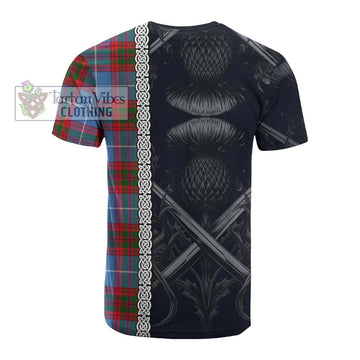 Newton Tartan Cotton T-shirt with Family Crest Cross Sword Thistle Celtic Vibes