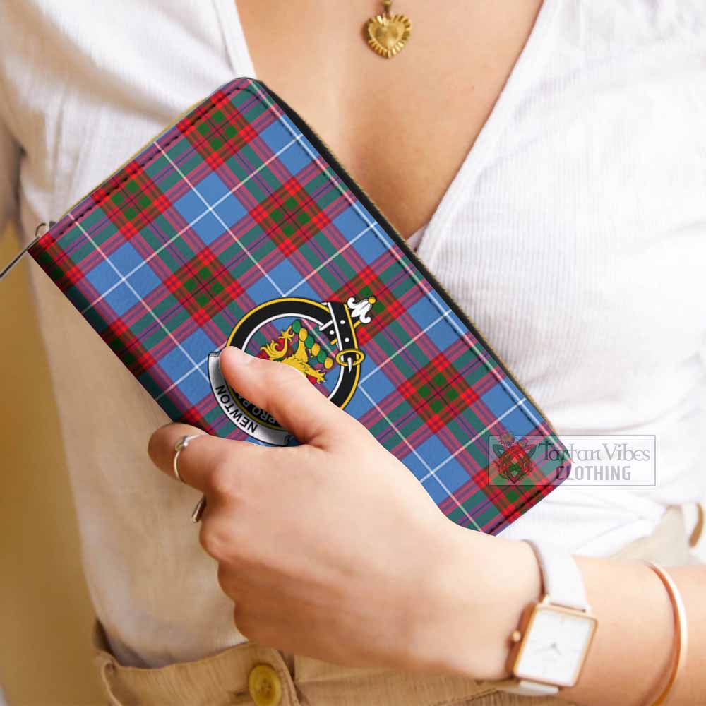 Newton Tartan Women's Leather Wallet with Family Crest - Tartan Vibes Clothing