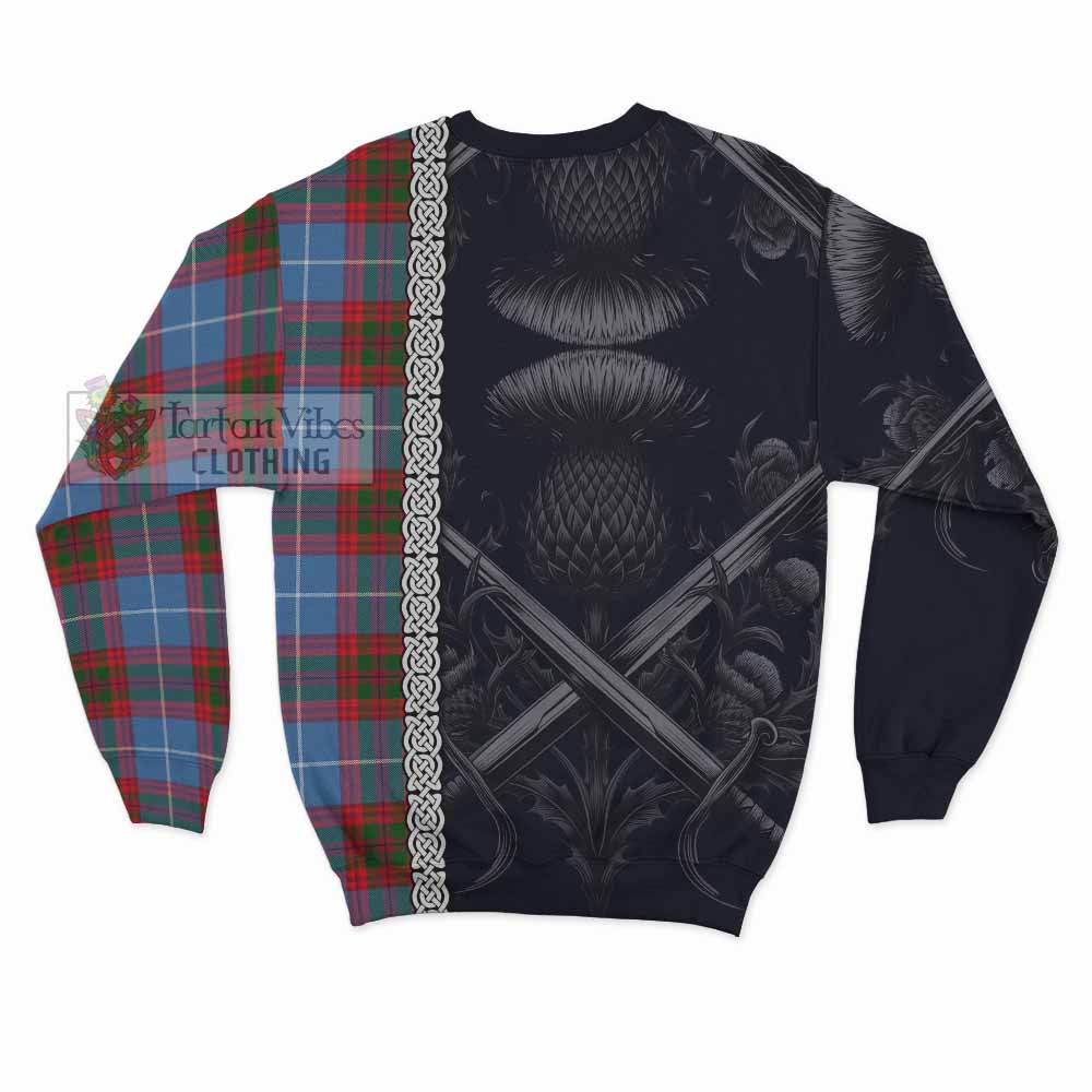 Newton Tartan Sweatshirt with Family Crest Cross Sword Thistle Celtic Vibes - Tartan Vibes Clothing