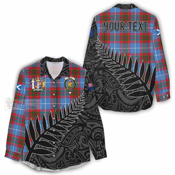 Newton Crest Tartan Women's Casual Shirt with New Zealand Silver Fern Half Style