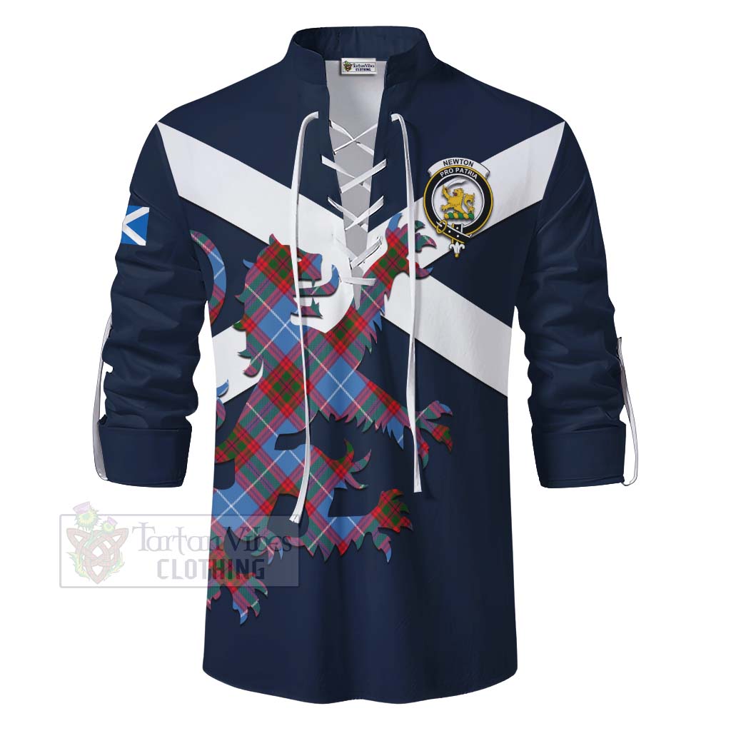 Tartan Vibes Clothing Newton Tartan Lion Rampant Ghillie Kilt Shirt Proudly Display Your Heritage with Alba Gu Brath and Clan Name