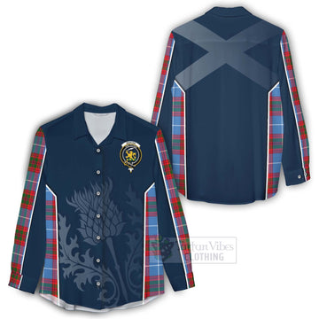 Newton Tartan Women's Casual Shirt with Family Crest and Scottish Thistle Vibes Sport Style