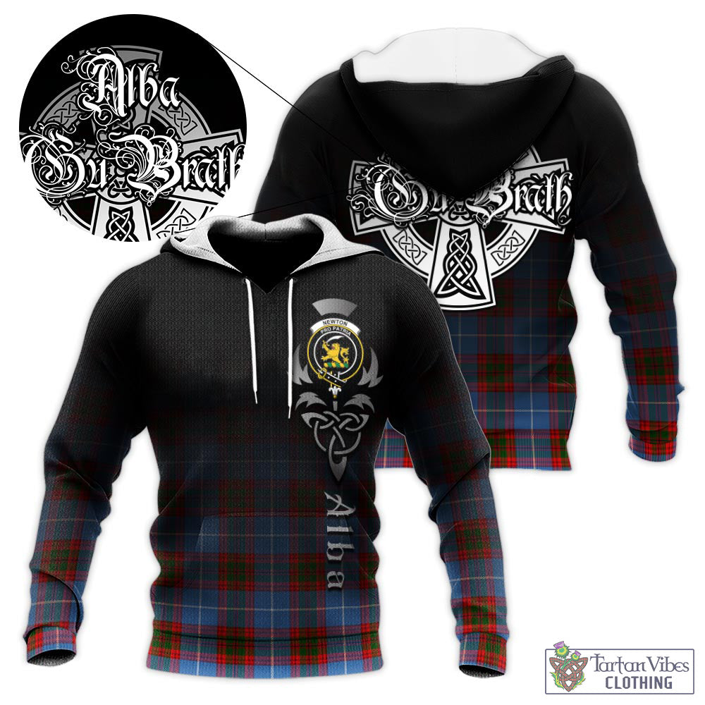 Tartan Vibes Clothing Newton Tartan Knitted Hoodie Featuring Alba Gu Brath Family Crest Celtic Inspired