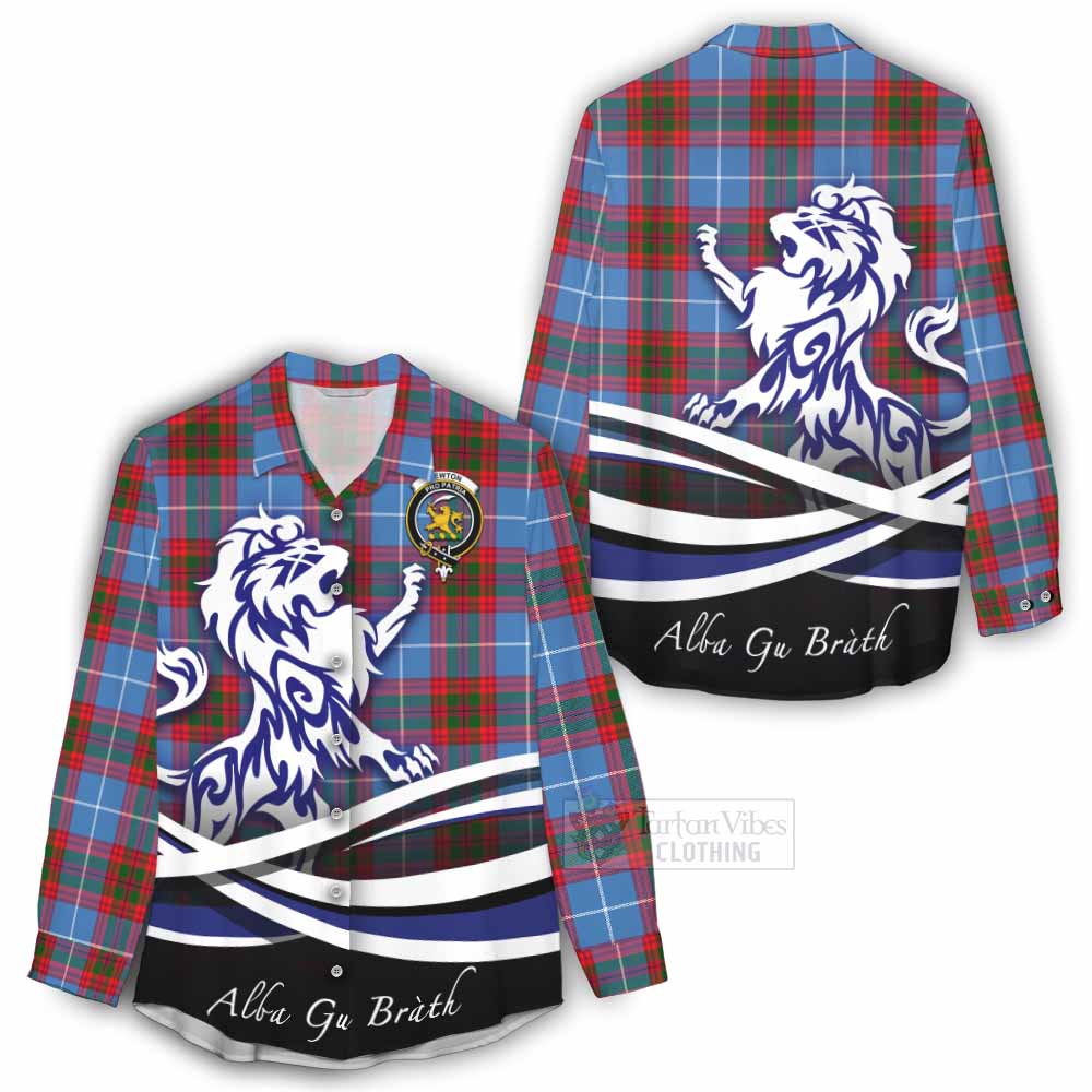 Tartan Vibes Clothing Newton Tartan Women's Casual Shirt with Alba Gu Brath Regal Lion Emblem