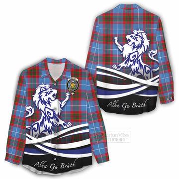 Newton Tartan Women's Casual Shirt with Alba Gu Brath Regal Lion Emblem