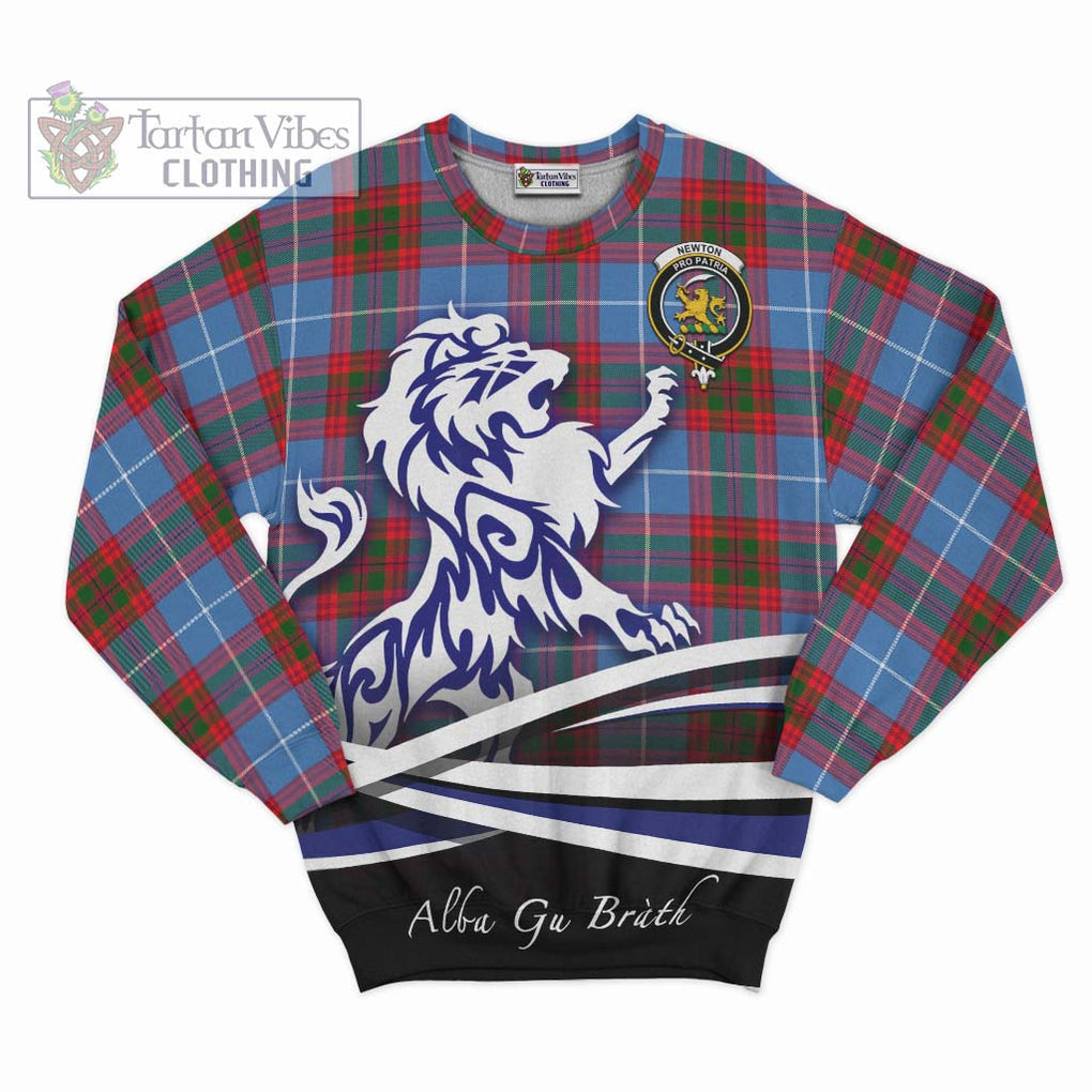 Newton Tartan Sweatshirt with Alba Gu Brath Regal Lion Emblem - Tartanvibesclothing Shop