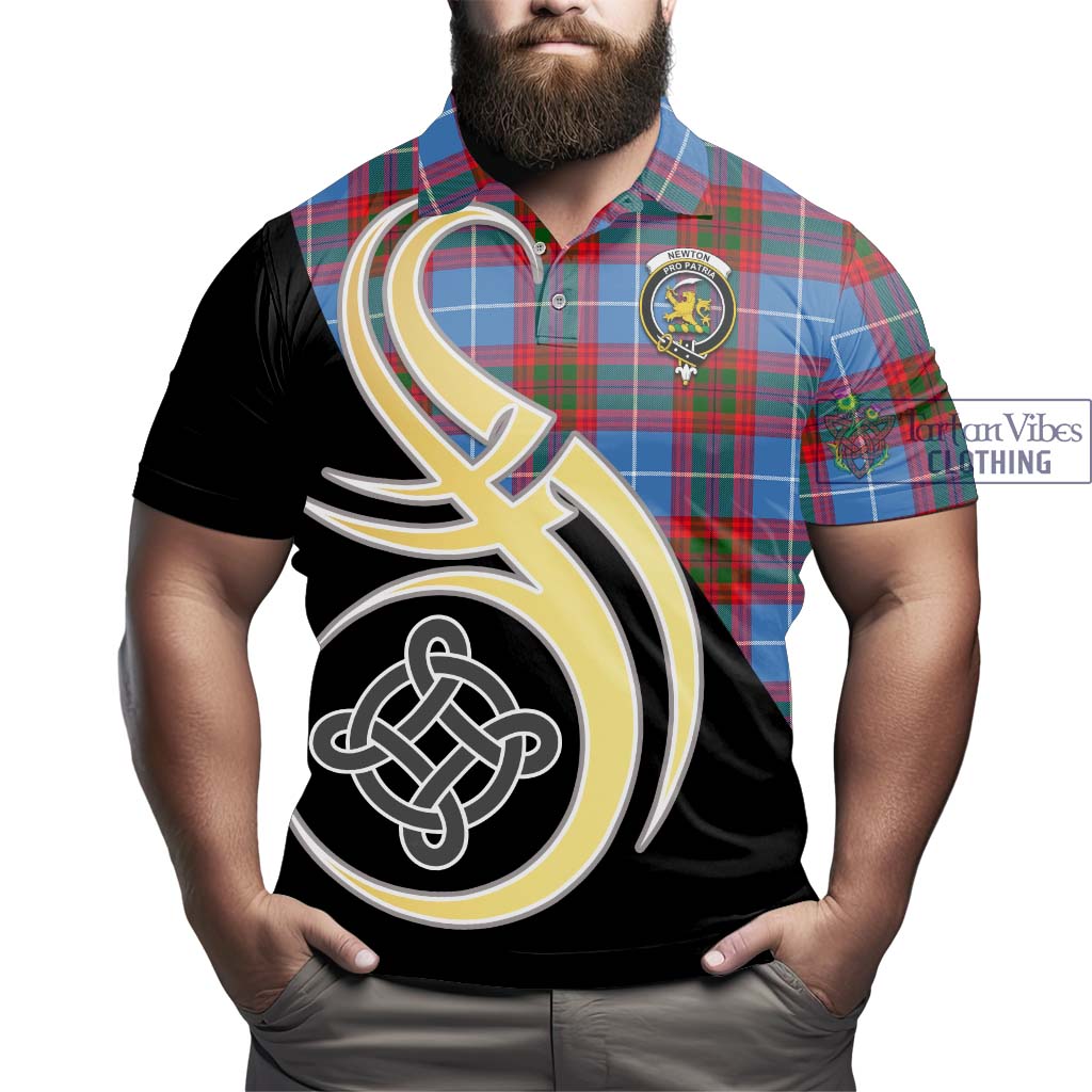 Newton Tartan Polo Shirt with Family Crest and Celtic Symbol Style - Tartan Vibes Clothing