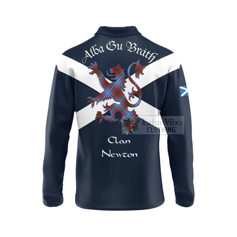 Tartan Vibes Clothing Newton Tartan Lion Rampant Long Sleeve Polo Shirt – Proudly Display Your Heritage with Alba Gu Brath and Clan Name