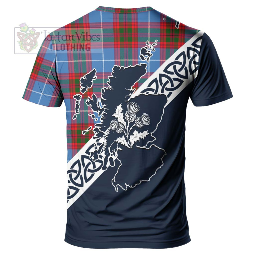 Newton Tartan T-Shirt Featuring Thistle and Scotland Map