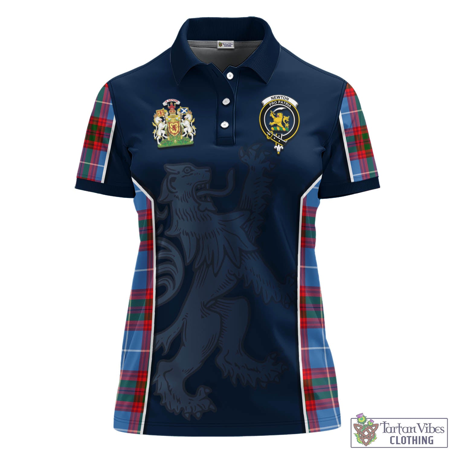 Newton Tartan Women's Polo Shirt with Family Crest and Lion Rampant Vibes Sport Style - Tartan Vibes Clothing