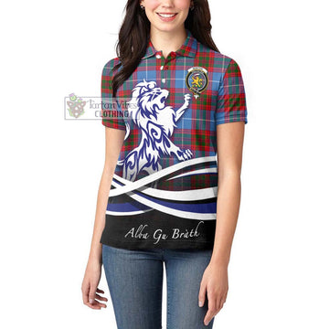 Newton Tartan Women's Polo Shirt with Alba Gu Brath Regal Lion Emblem