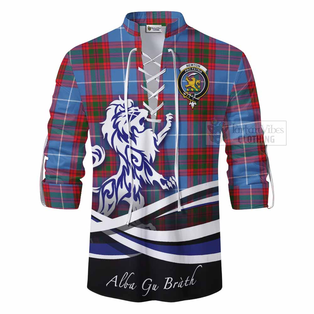 Tartan Vibes Clothing Newton Tartan Ghillie Kilt Shirt with Alba Gu Brath Regal Lion Emblem