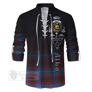 Newton Tartan Ghillie Kilt Shirt Featuring Alba Gu Brath Family Crest Celtic Inspired