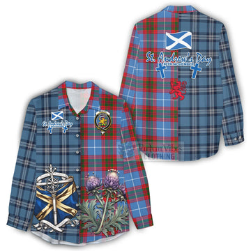 Newton Tartan Women's Casual Shirt Happy St. Andrew's Day Half Tartan Style