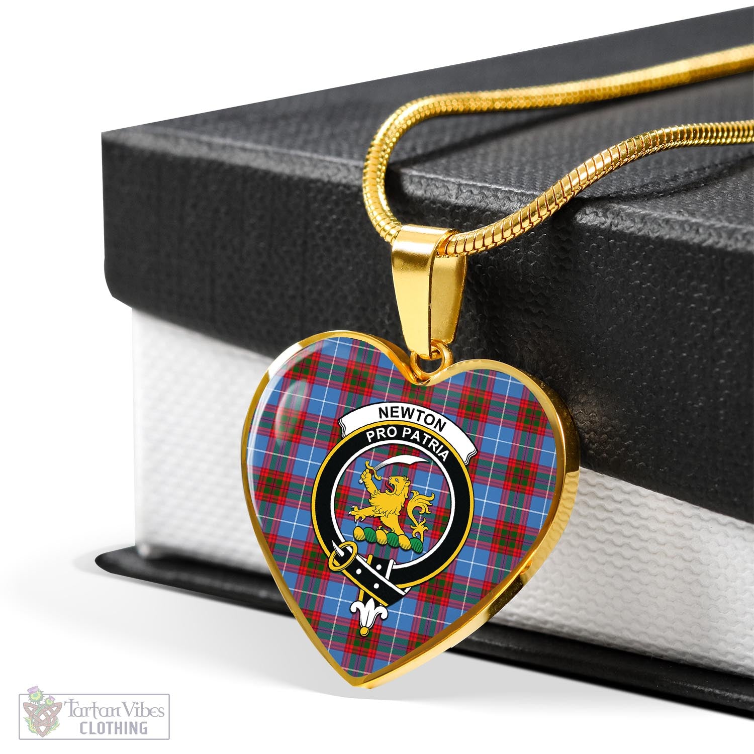 Tartan Vibes Clothing Newton Tartan Heart Necklace with Family Crest