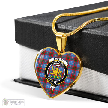 Newton Tartan Heart Necklace with Family Crest