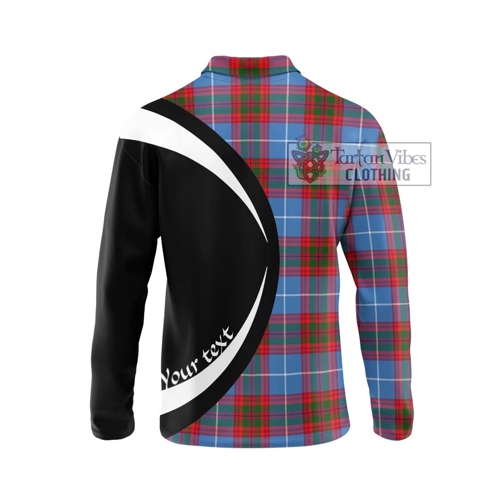 Newton Tartan Long Sleeve Polo Shirt with Family Crest Circle Style - Tartan Vibes Clothing