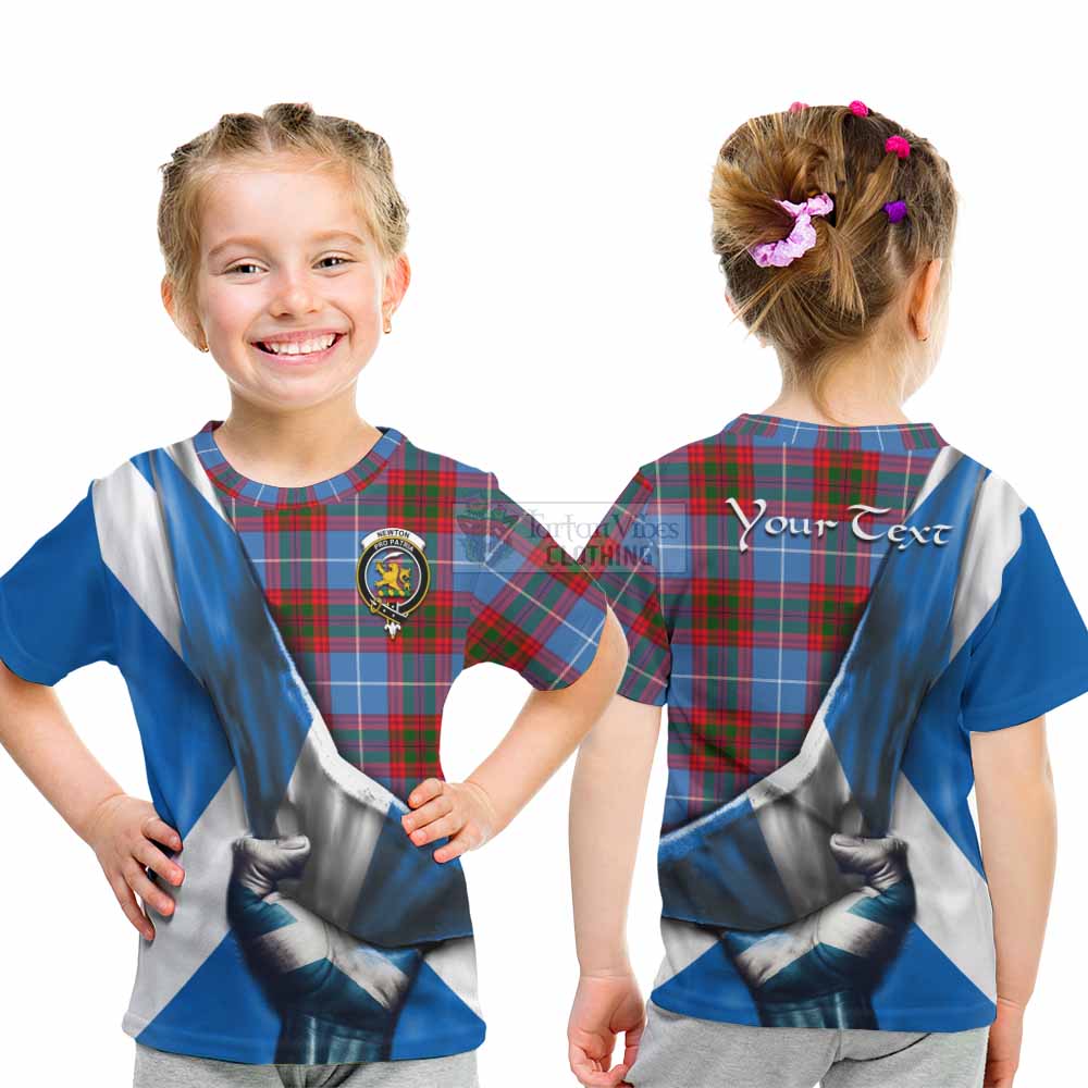 Tartan Vibes Clothing Newton Tartan Kid T-Shirt with Family Crest Scotland Patriotic Style