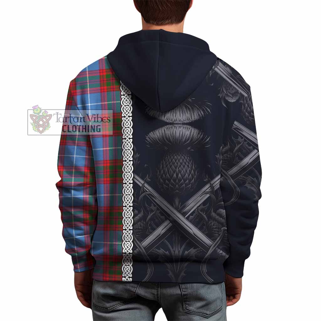 Tartan Vibes Clothing Newton Tartan Hoodie with Family Crest Cross Sword Thistle Celtic Vibes