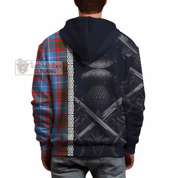 Newton Tartan Hoodie with Family Crest Cross Sword Thistle Celtic Vibes