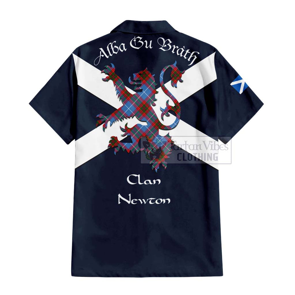 Tartan Vibes Clothing Newton Tartan Lion Rampant Short Sleeve Button Shirt – Proudly Display Your Heritage with Alba Gu Brath and Clan Name