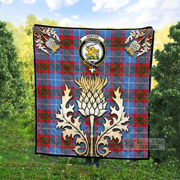 Newton Tartan Quilt with Family Crest and Golden Thistle Style