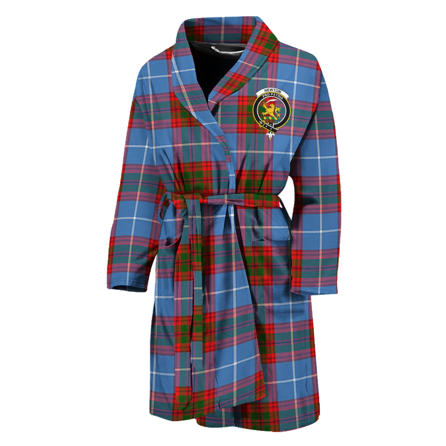 Newton Tartan Bathrobe with Family Crest Unisex M - Tartan Vibes Clothing