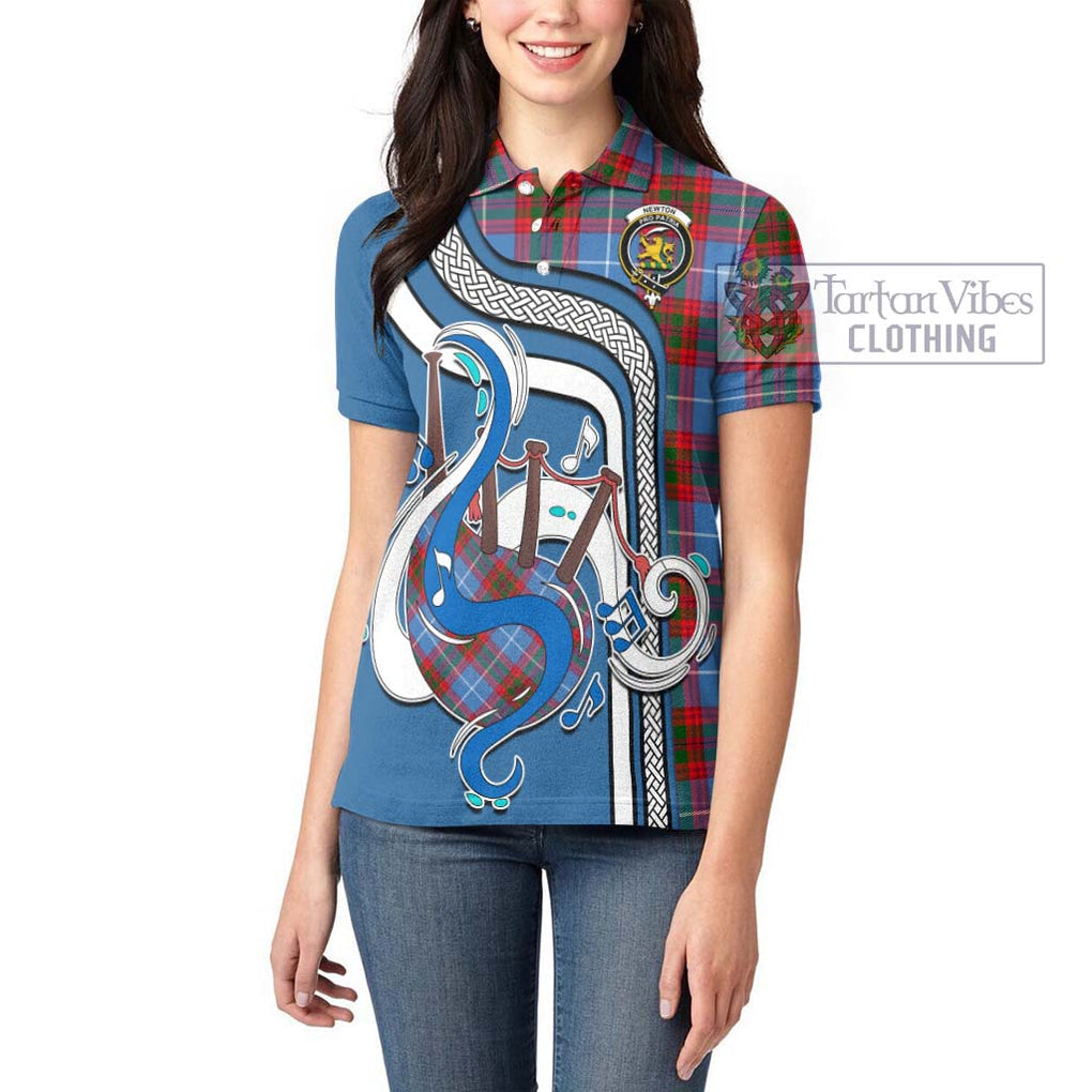 Newton Tartan Women's Polo Shirt with Epic Bagpipe Style - Tartanvibesclothing Shop