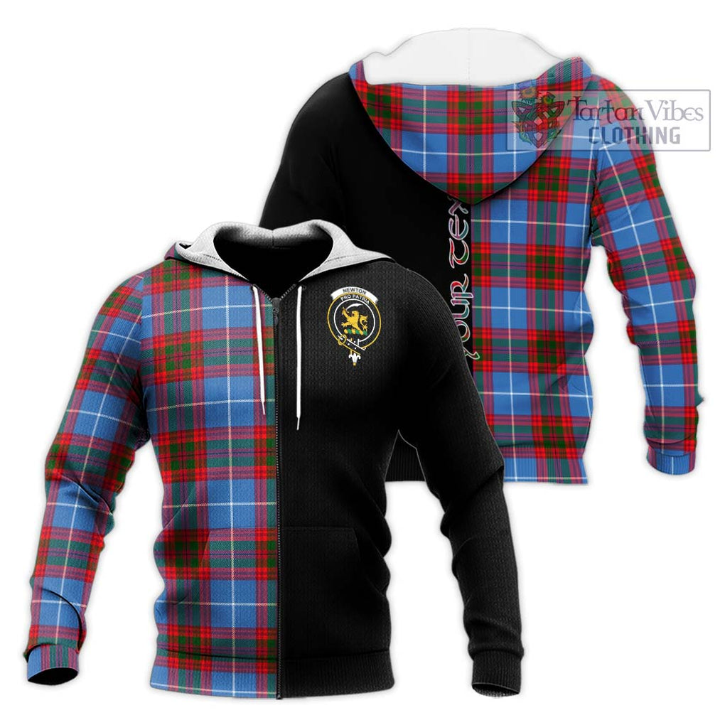 Newton Tartan Knitted Hoodie with Family Crest and Half Of Me Style Unisex Knitted Zip Hoodie - Tartanvibesclothing Shop