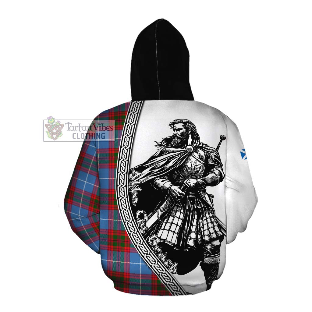 Tartan Vibes Clothing Newton Tartan Clan Crest Cotton Hoodie with Highlander Warrior Celtic Style