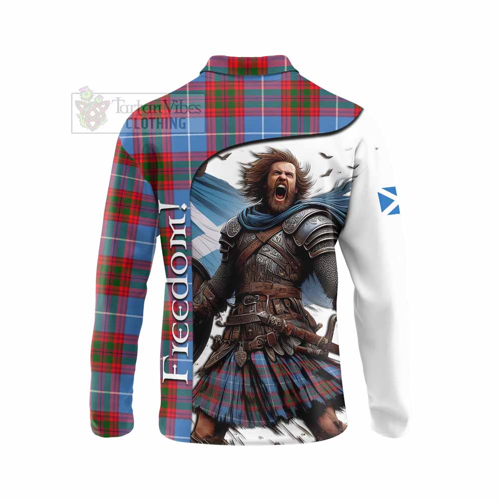 Tartan Vibes Clothing Newton Crest Tartan Long Sleeve Polo Shirt Inspired by the Freedom of Scottish Warrior