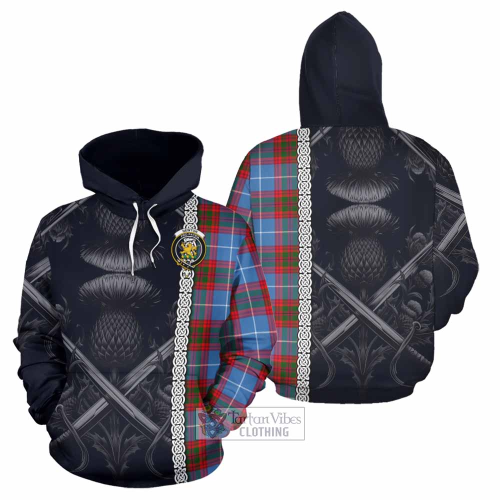 Tartan Vibes Clothing Newton Tartan Hoodie with Family Crest Cross Sword Thistle Celtic Vibes