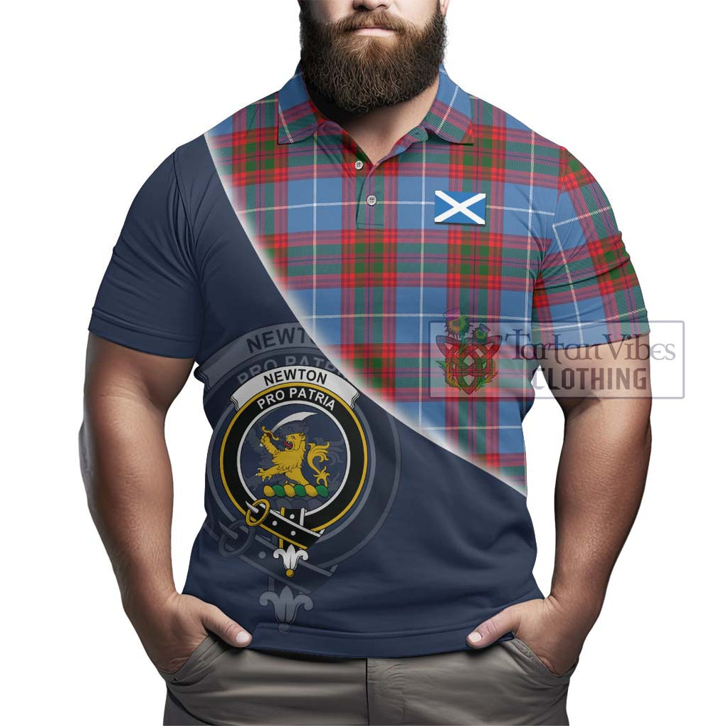 Newton Tartan Polo Shirt with Personalised National Flag and Family Crest Half Style - Tartanvibesclothing Shop