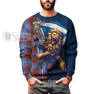 Newton Tartan Family Crest Sweatshirt with Scottish Majestic Lion