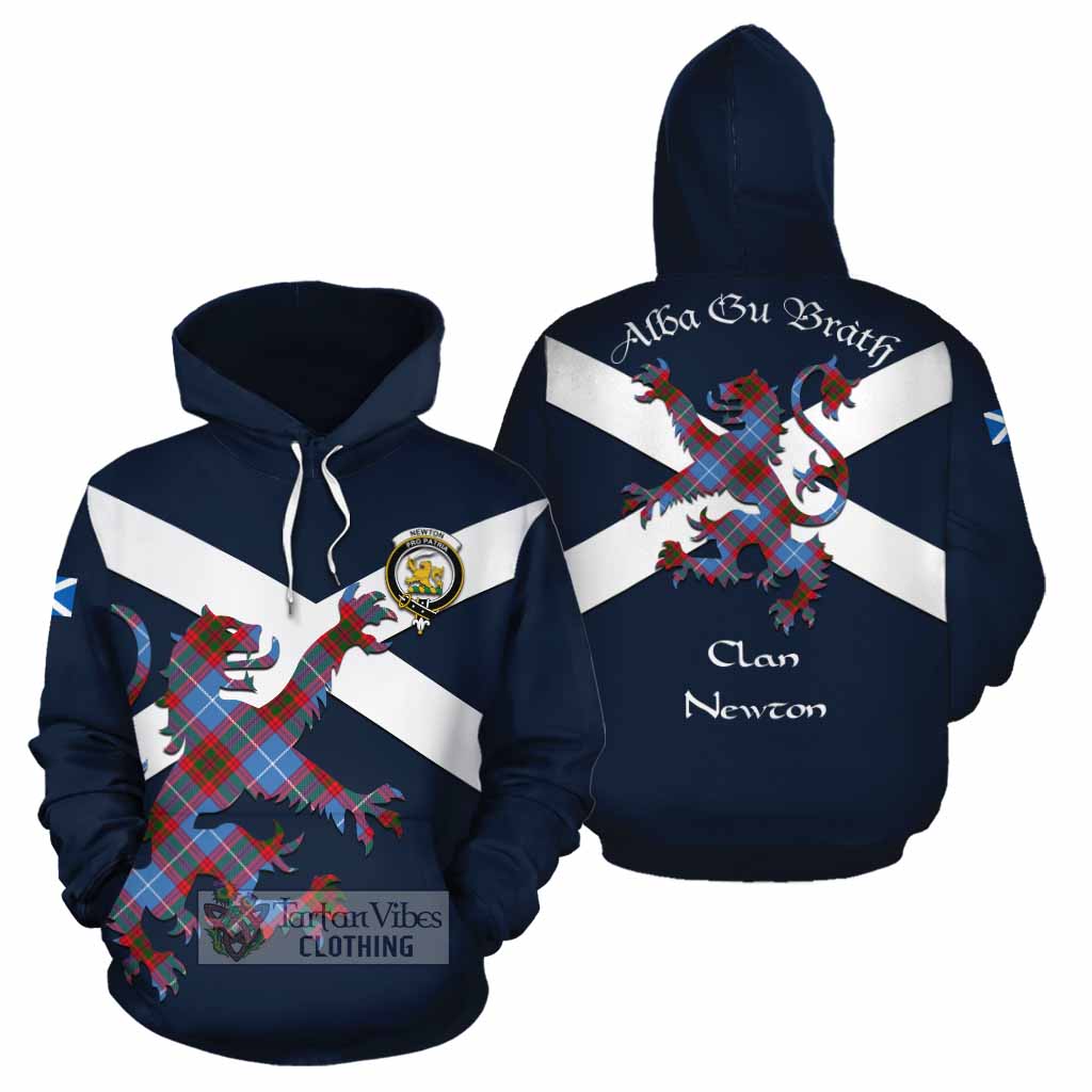 Tartan Vibes Clothing Newton Tartan Lion Rampant Cotton Hoodie Proudly Display Your Heritage with Alba Gu Brath and Clan Name