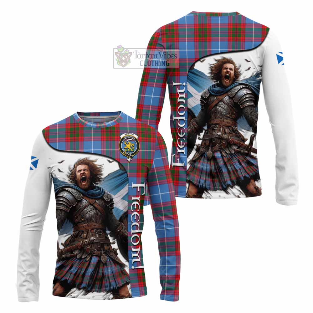 Tartan Vibes Clothing Newton Crest Tartan Long Sleeve T-Shirt Inspired by the Freedom of Scottish Warrior