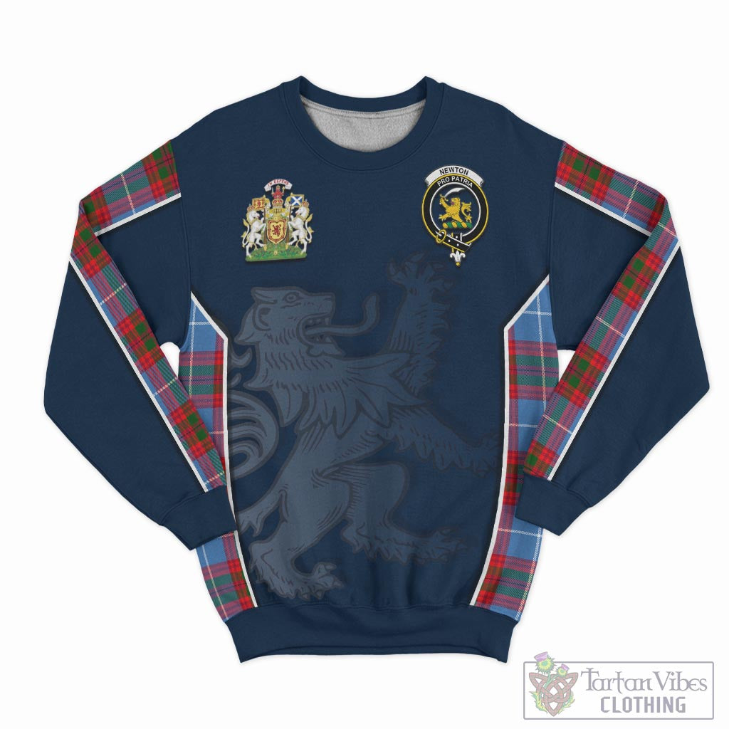 Tartan Vibes Clothing Newton Tartan Sweater with Family Crest and Lion Rampant Vibes Sport Style