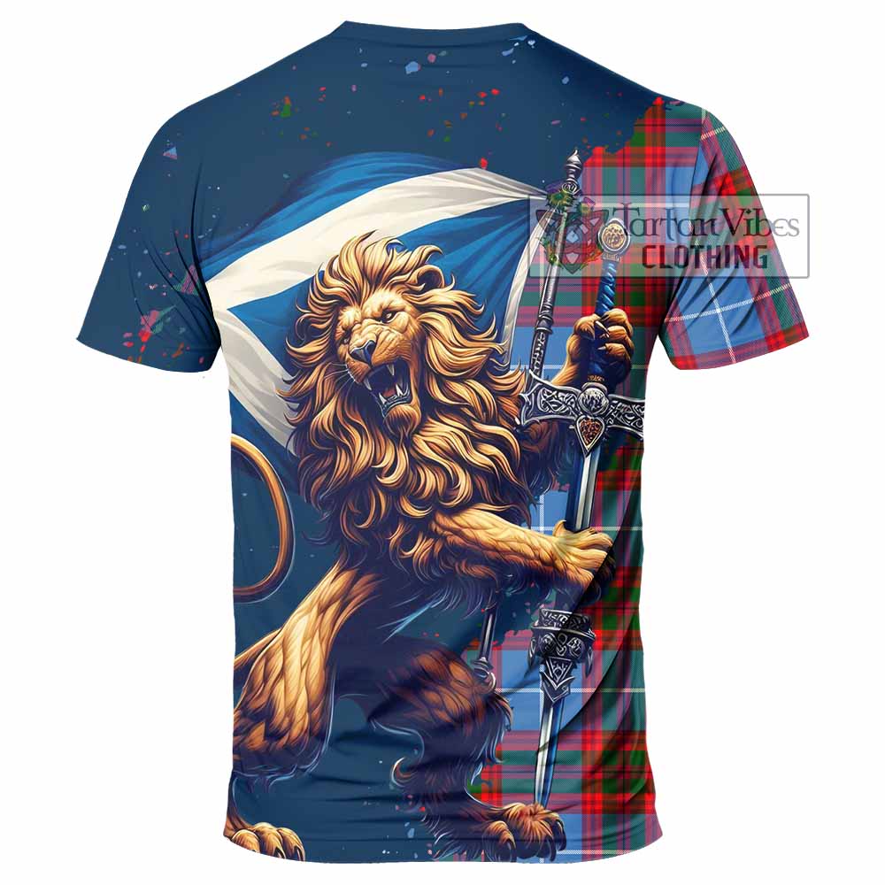 Tartan Vibes Clothing Newton Tartan Family Crest T-Shirt with Scottish Majestic Lion