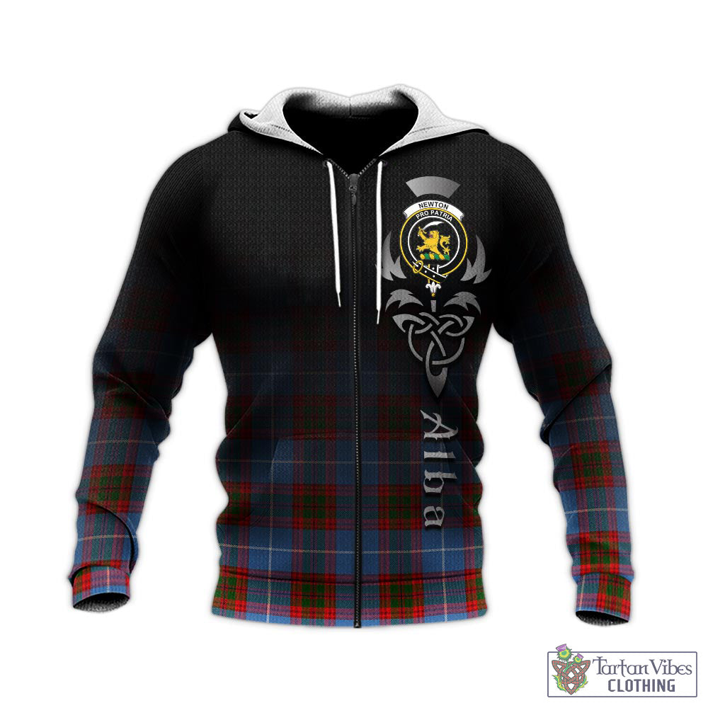 Tartan Vibes Clothing Newton Tartan Knitted Hoodie Featuring Alba Gu Brath Family Crest Celtic Inspired