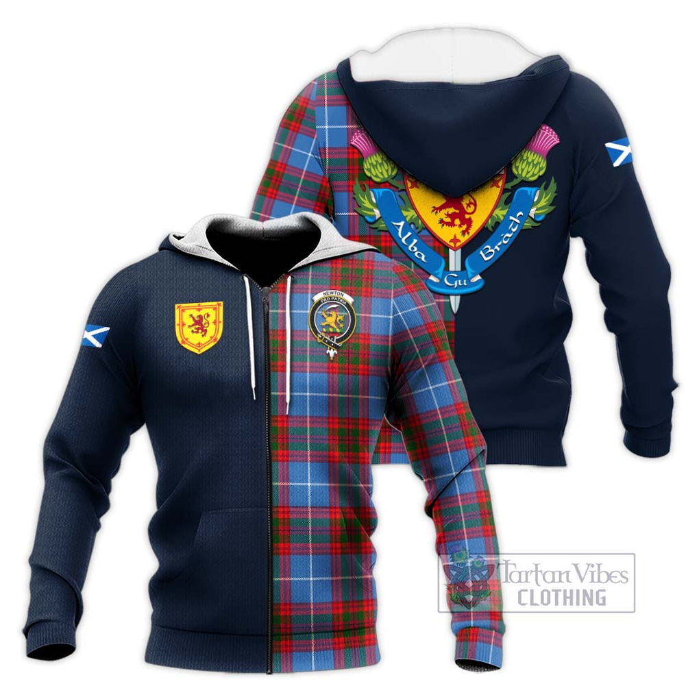 Tartan Vibes Clothing Newton Tartan Knitted Hoodie with Scottish Lion Royal Arm Half Style