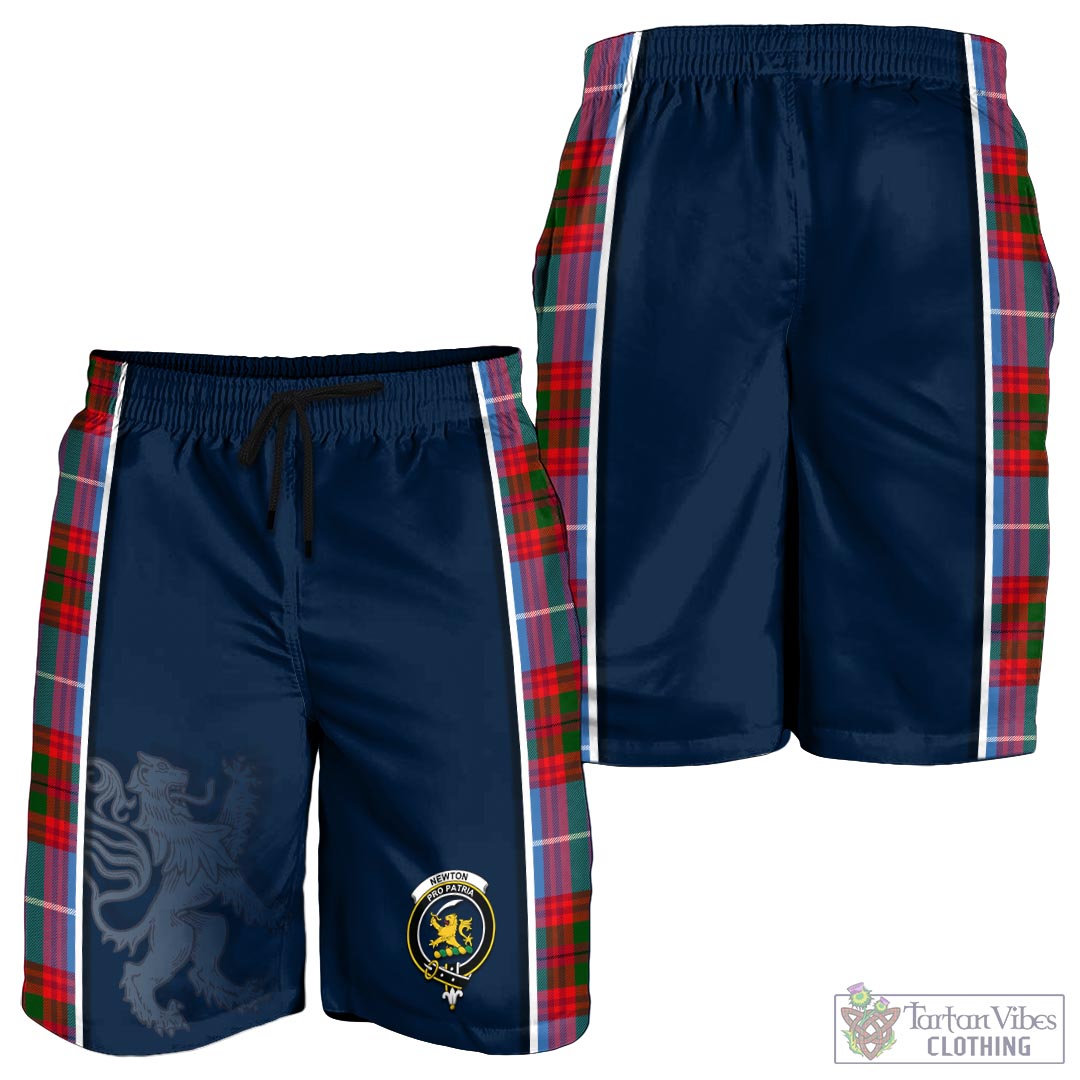 Tartan Vibes Clothing Newton Tartan Men's Shorts with Family Crest and Lion Rampant Vibes Sport Style