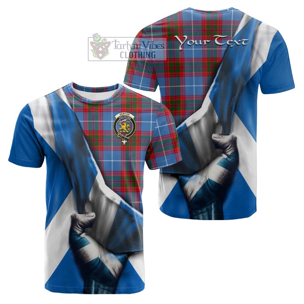 Tartan Vibes Clothing Newton Tartan Cotton T-shirt with Family Crest Scotland Patriotic Style