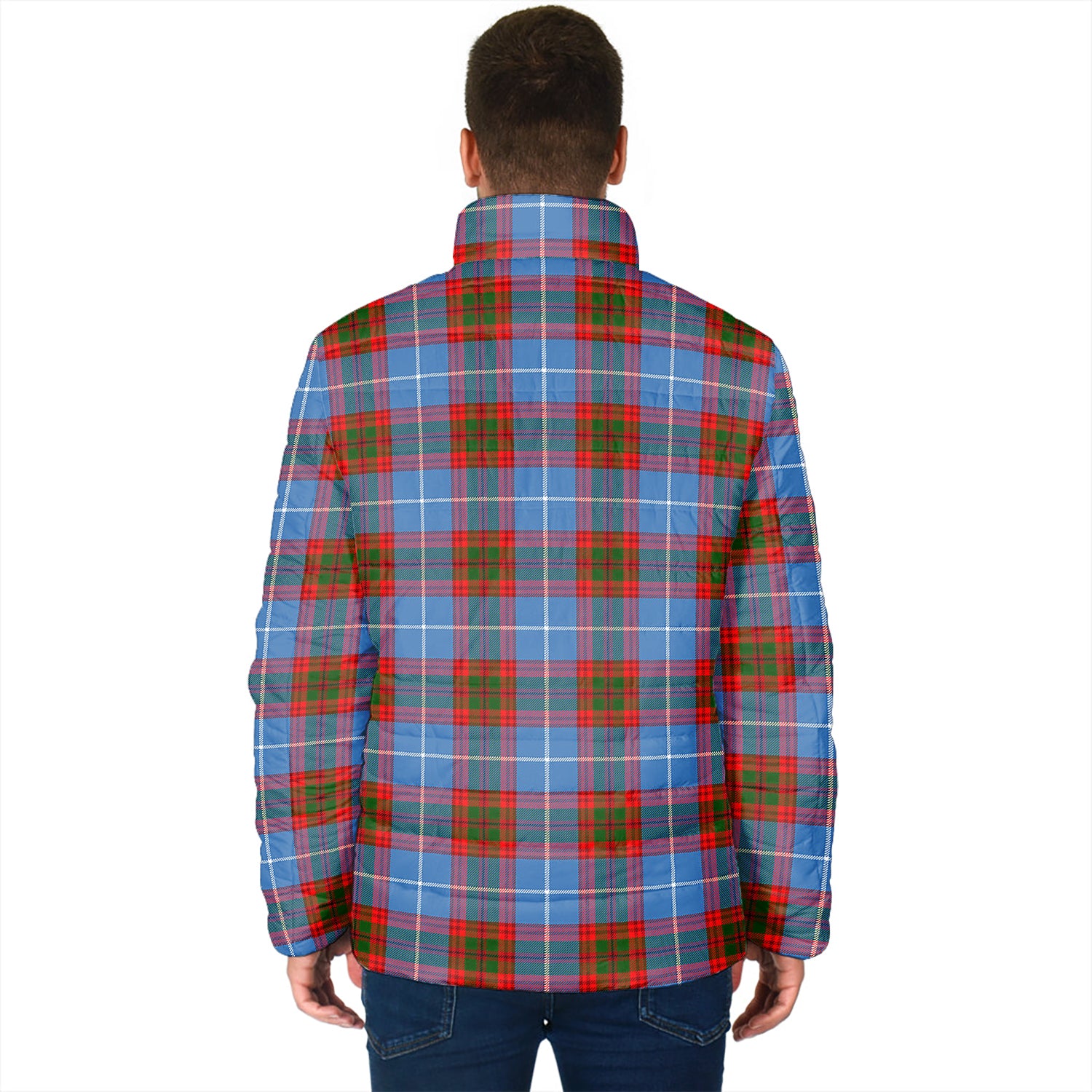 Newton Tartan Padded Jacket with Family Crest - Tartanvibesclothing