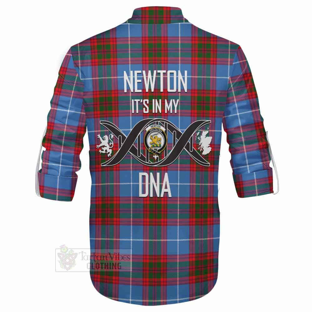 Tartan Vibes Clothing Newton Tartan Ghillie Kilt Shirt with Family Crest DNA In Me Style